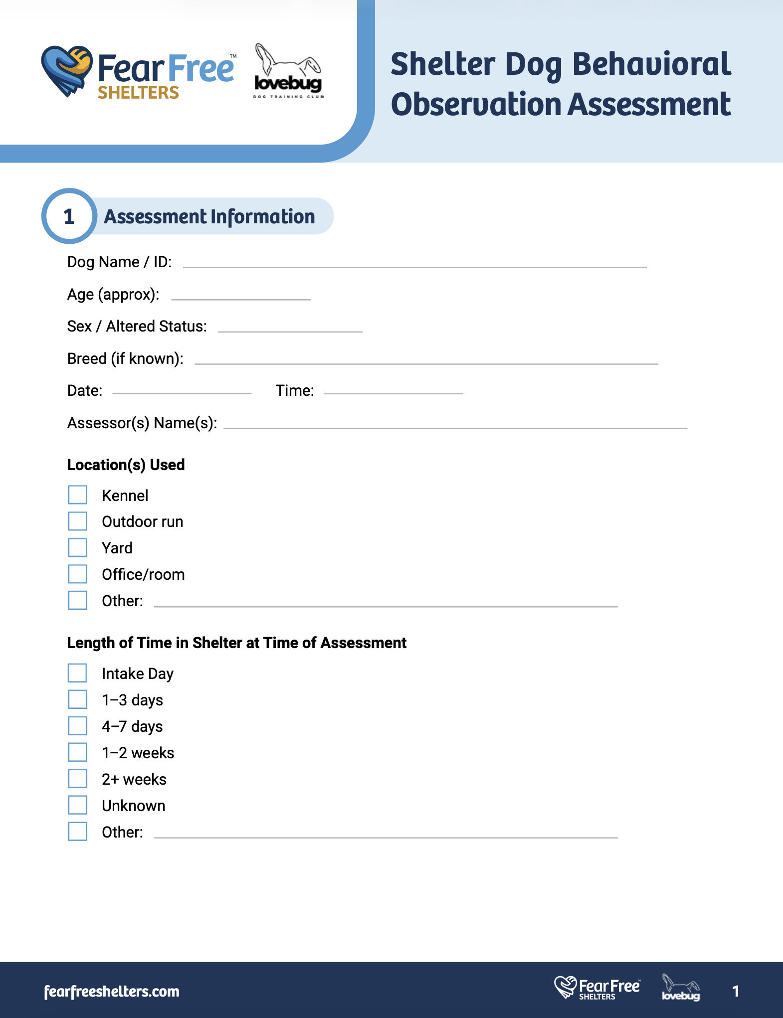 Shelter dog behavioral assessment
